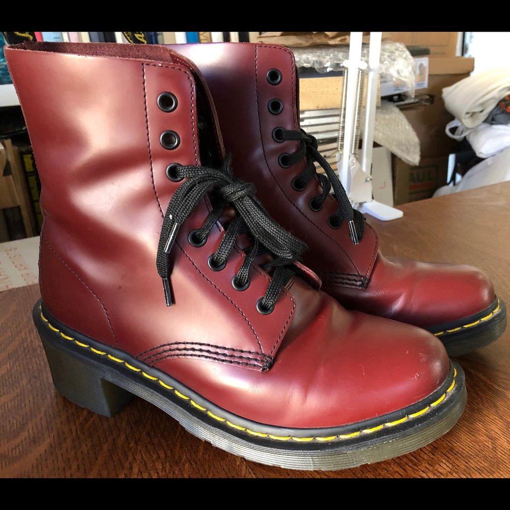 Dr Martens Clemency 8 US Cherry Red Heel Boots